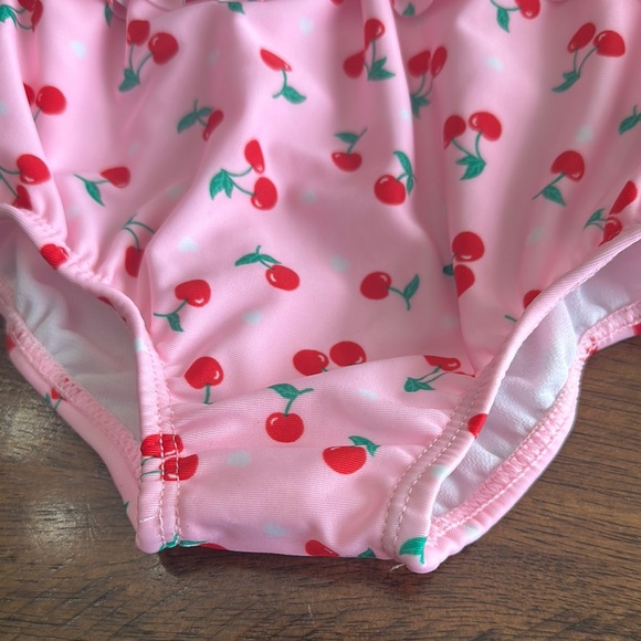 Wonder Nation Pink Cherry Kids Swim One Piece - Picture 3 of 9